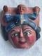 Hand Carved Wood Mask Vintage Latin America Folk Art Hand Painted 10 X 9