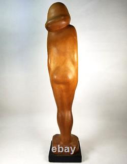 Hand Carved Wood Nude Lady Woman Folk Art Sculpture Statue, M. James @1962 SMC