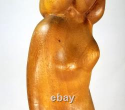 Hand Carved Wood Nude Lady Woman Folk Art Sculpture Statue, M. James @1962 SMC