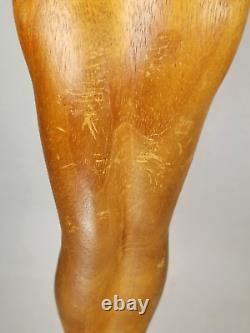 Hand Carved Wood Nude Lady Woman Folk Art Sculpture Statue, M. James @1962 SMC