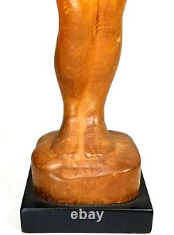 Hand Carved Wood Nude Lady Woman Folk Art Sculpture Statue, M. James @1962 SMC