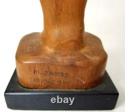 Hand Carved Wood Nude Lady Woman Folk Art Sculpture Statue, M. James @1962 SMC