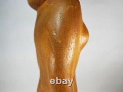 Hand Carved Wood Nude Lady Woman Folk Art Sculpture Statue, M. James @1962 SMC