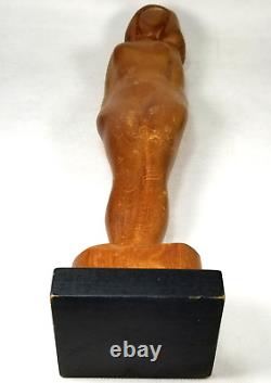 Hand Carved Wood Nude Lady Woman Folk Art Sculpture Statue, M. James @1962 SMC