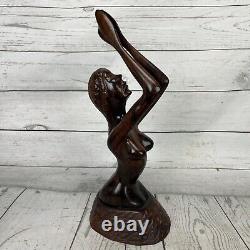Hand Carved Wood Nude Woman Folk Art Lady Sculpture Statue MCM Vintage 13