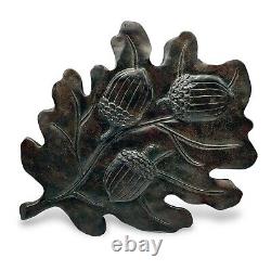 Hand Carved Wood OAK LEAF ACORNS Folk Art Cabin Lodge Tramp Rustic Wall Decor