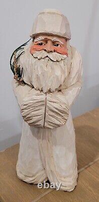 Hand Carved Wood Santa Father Christmas Folk Art Figure By Artist Larry Heinen