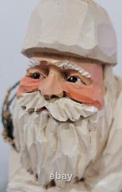 Hand Carved Wood Santa Father Christmas Folk Art Figure By Artist Larry Heinen