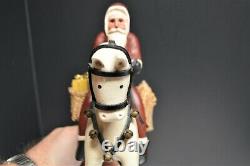 Hand Carved Wood Santa & Saddled Horse withToys by Famed Folk Artist Mark Glandon