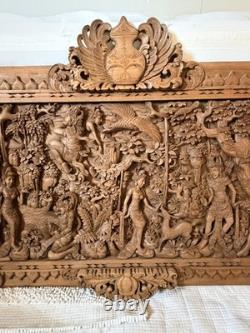 Hand Carved Wood Scene Wall Hanging Folk Art