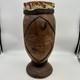 Hand Carved Wooden Djembe Drum 21 Tribal Face African Style Folk Art Japan