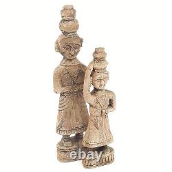 Hand Carved Wooden Folk Art Cultural Figures Unknown Origin