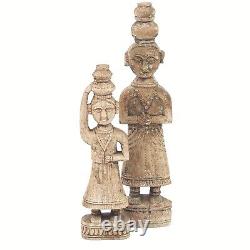 Hand Carved Wooden Folk Art Cultural Figures Unknown Origin