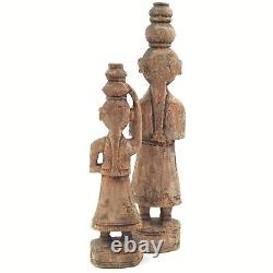 Hand Carved Wooden Folk Art Cultural Figures Unknown Origin