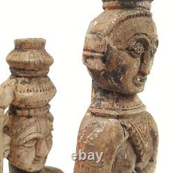 Hand Carved Wooden Folk Art Cultural Figures Unknown Origin