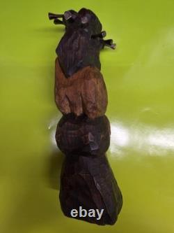 Hand Carved Wooden Jesus Christ Folk Art Sculpture Religious Figure Statue