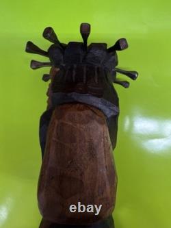 Hand Carved Wooden Jesus Christ Folk Art Sculpture Religious Figure Statue
