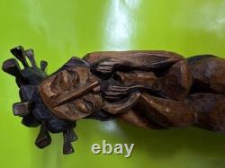 Hand Carved Wooden Jesus Christ Folk Art Sculpture Religious Figure Statue
