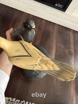 Hand Carved Wooden Painted Pair Of Pigeons 15 Folk Art Outsider