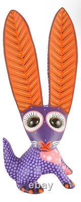 Hand-Carved Wooden Rabbit Alebrije Oaxacan Folk Art Signed 7.8