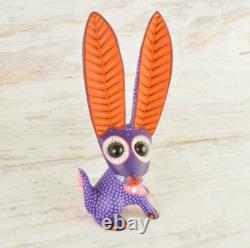 Hand-Carved Wooden Rabbit Alebrije Oaxacan Folk Art Signed 7.8