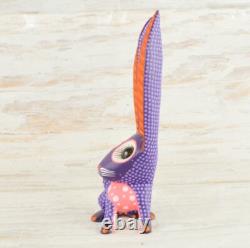 Hand-Carved Wooden Rabbit Alebrije Oaxacan Folk Art Signed 7.8