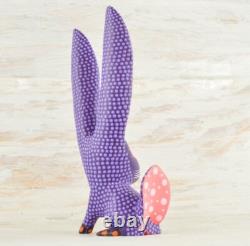 Hand-Carved Wooden Rabbit Alebrije Oaxacan Folk Art Signed 7.8
