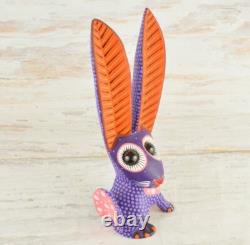 Hand-Carved Wooden Rabbit Alebrije Oaxacan Folk Art Signed 7.8