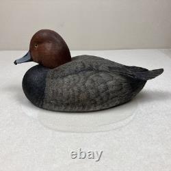 Hand Carved Wooden Redhead Duck Decoy Vintage Folk Art Carved Painted
