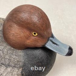 Hand Carved Wooden Redhead Duck Decoy Vintage Folk Art Carved Painted