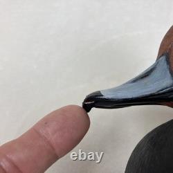 Hand Carved Wooden Redhead Duck Decoy Vintage Folk Art Carved Painted