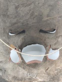 Hand-Carved Wooden Ritual Mask, Polychrome & Gilt, Asian Folk Art, 20th C