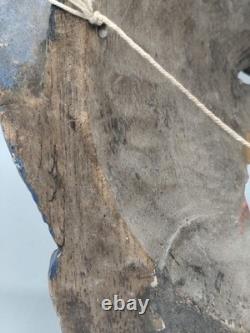 Hand-Carved Wooden Ritual Mask, Polychrome & Gilt, Asian Folk Art, 20th C