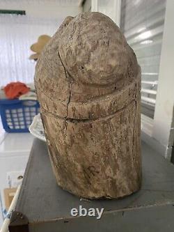 Hand Carved Wooden Santa Sculpture/ Hand Made Folk Art/ Christmas/SIGNED