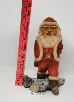 Hand Carved Wooden Santa Signed Jesse Betschart Christmas Folk Art Figure