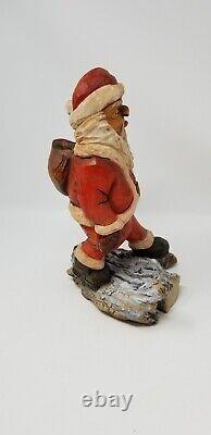 Hand Carved Wooden Santa Signed Jesse Betschart Christmas Folk Art Figure