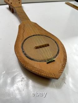 Hand Carved Wooden Tahitian Ukulele Polynesian Banjo Folk Art String Instrument
