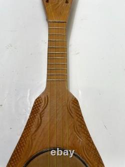 Hand Carved Wooden Tahitian Ukulele Polynesian Banjo Folk Art String Instrument