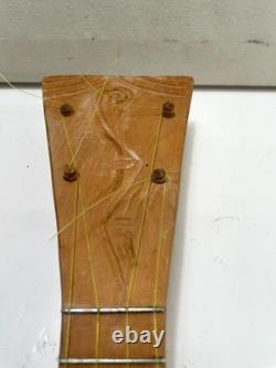 Hand Carved Wooden Tahitian Ukulele Polynesian Banjo Folk Art String Instrument