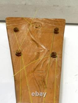 Hand Carved Wooden Tahitian Ukulele Polynesian Banjo Folk Art String Instrument