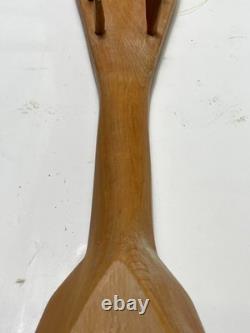 Hand Carved Wooden Tahitian Ukulele Polynesian Banjo Folk Art String Instrument