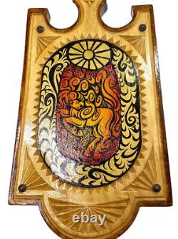 Hand Painted Hand Carved Cutting Board Folk Art Fantasy Phoenix Horse Set Of 3