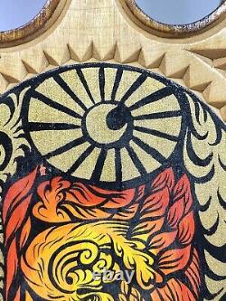 Hand Painted Hand Carved Cutting Board Folk Art Fantasy Phoenix Horse Set Of 3