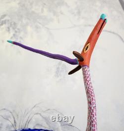 Hand-carved Cedar Folk Art Long Tailed Unicorn