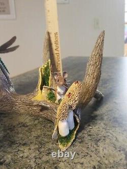 Hand carved Deer Antler Morel Mushroom/Mouse Rotting log Shed Carving Folk Art