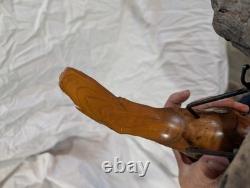 Hand-carved Driftwood Sculpture Bird on Steel Legs Branded JPM James P. Morton X2