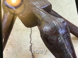 Hand carved Folk Art Horse/Dog Decor or Carved African Headrest -one piece wood