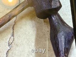 Hand carved Folk Art Horse/Dog Decor or Carved African Headrest -one piece wood