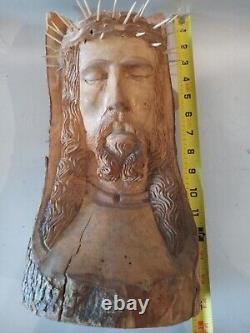 Hand carved folk art BUST of JESUS CHRIST