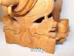 Hand carved vintage wood moonshine shot wine barrel dispenser sculpture Folk Art